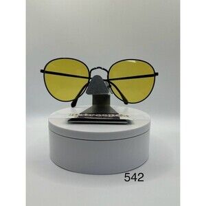 True Vintage Oversize Sunglasses NOS Preppy Round Yellow Lens/Blue Frame